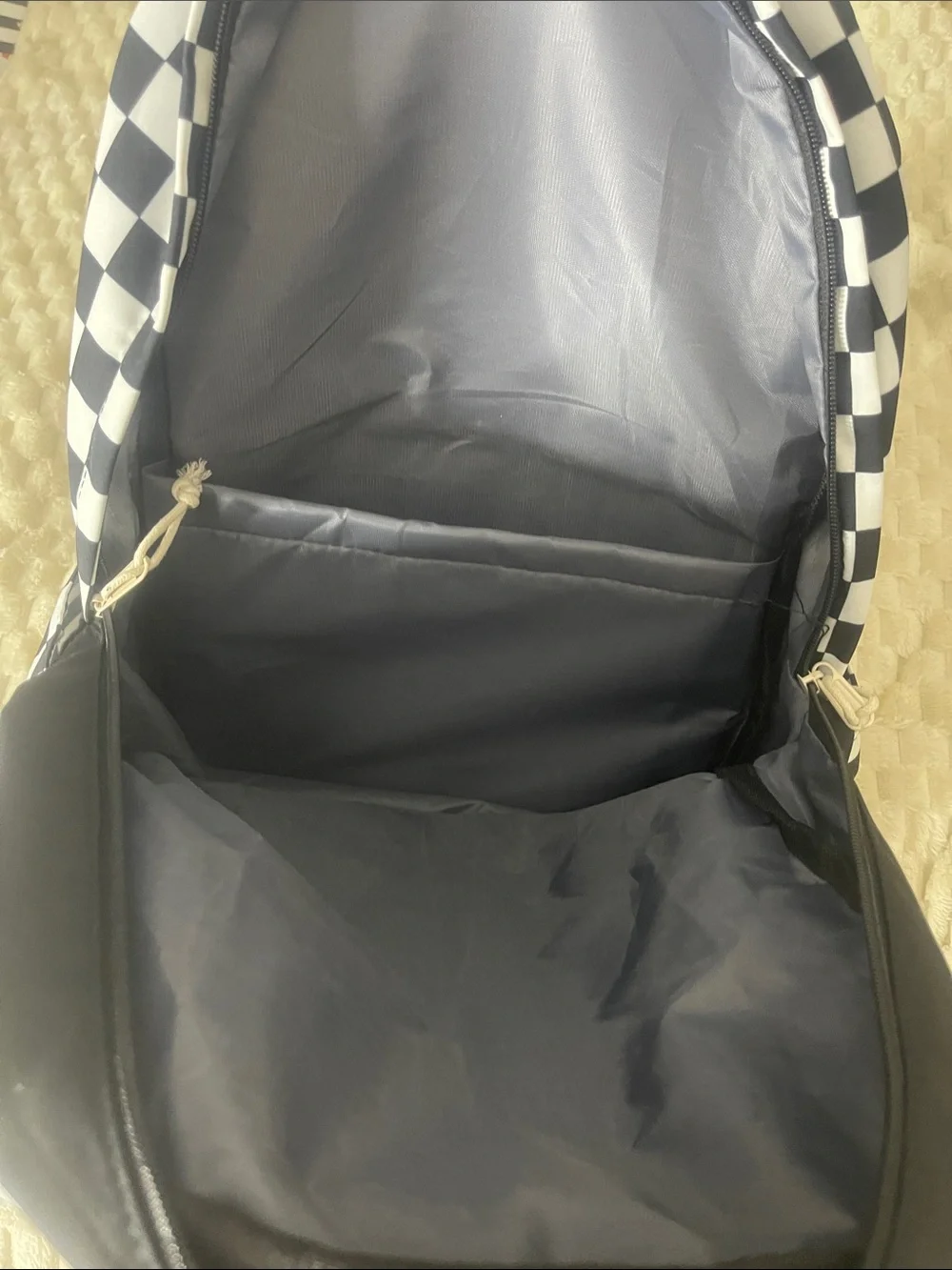 NWT Boy’s Black & White Checkerboard Kids School Backpack Multiple Pockets & Zip